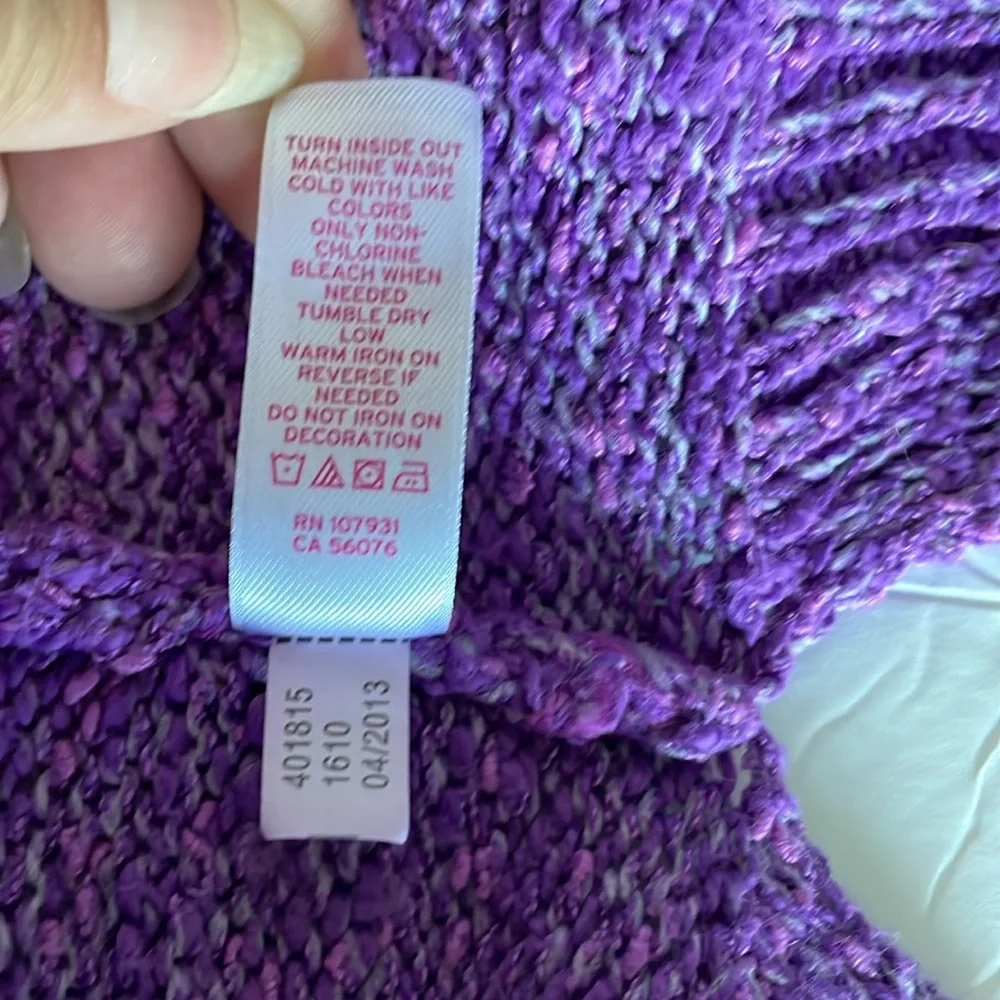 Justice purple Ombre hooded knit short sleeve sweater girls size 14